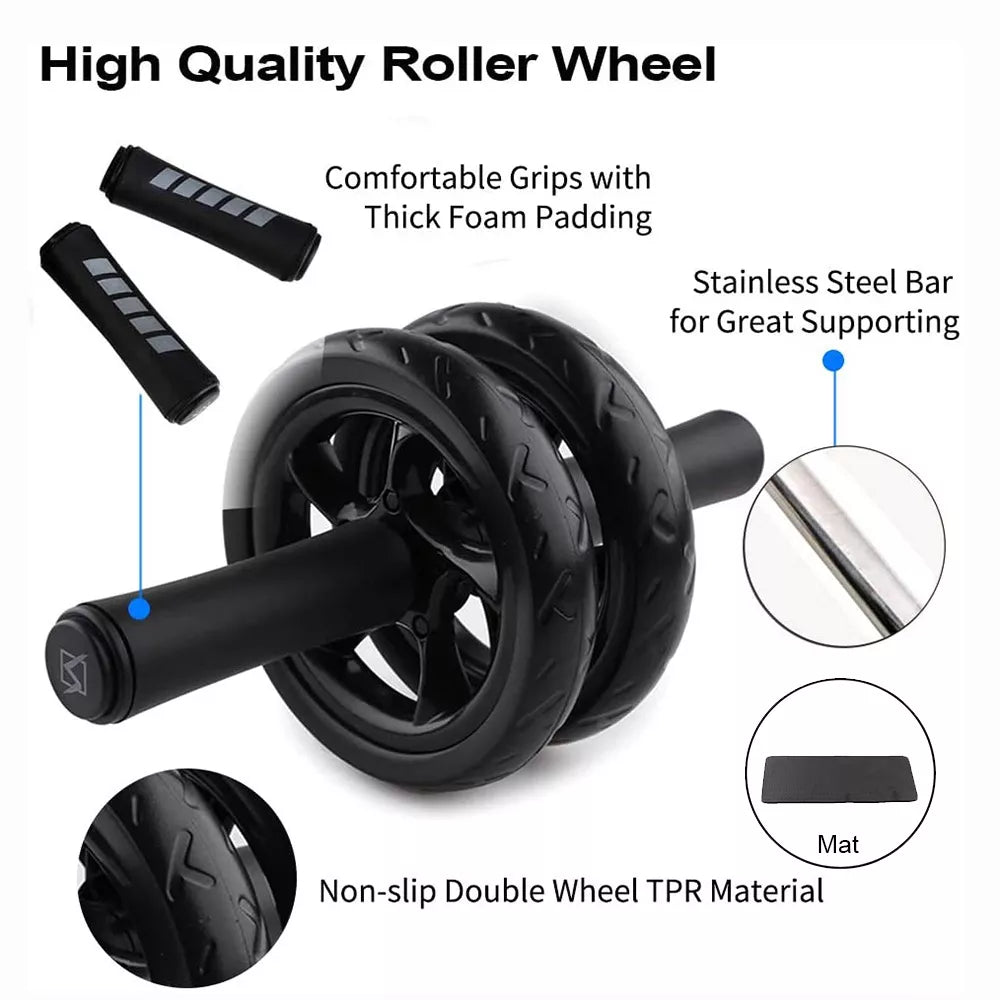 AB Roller Non-slip 15CM Tire Pattern Fitness Gym Exercise Abdominal Wheel Roller